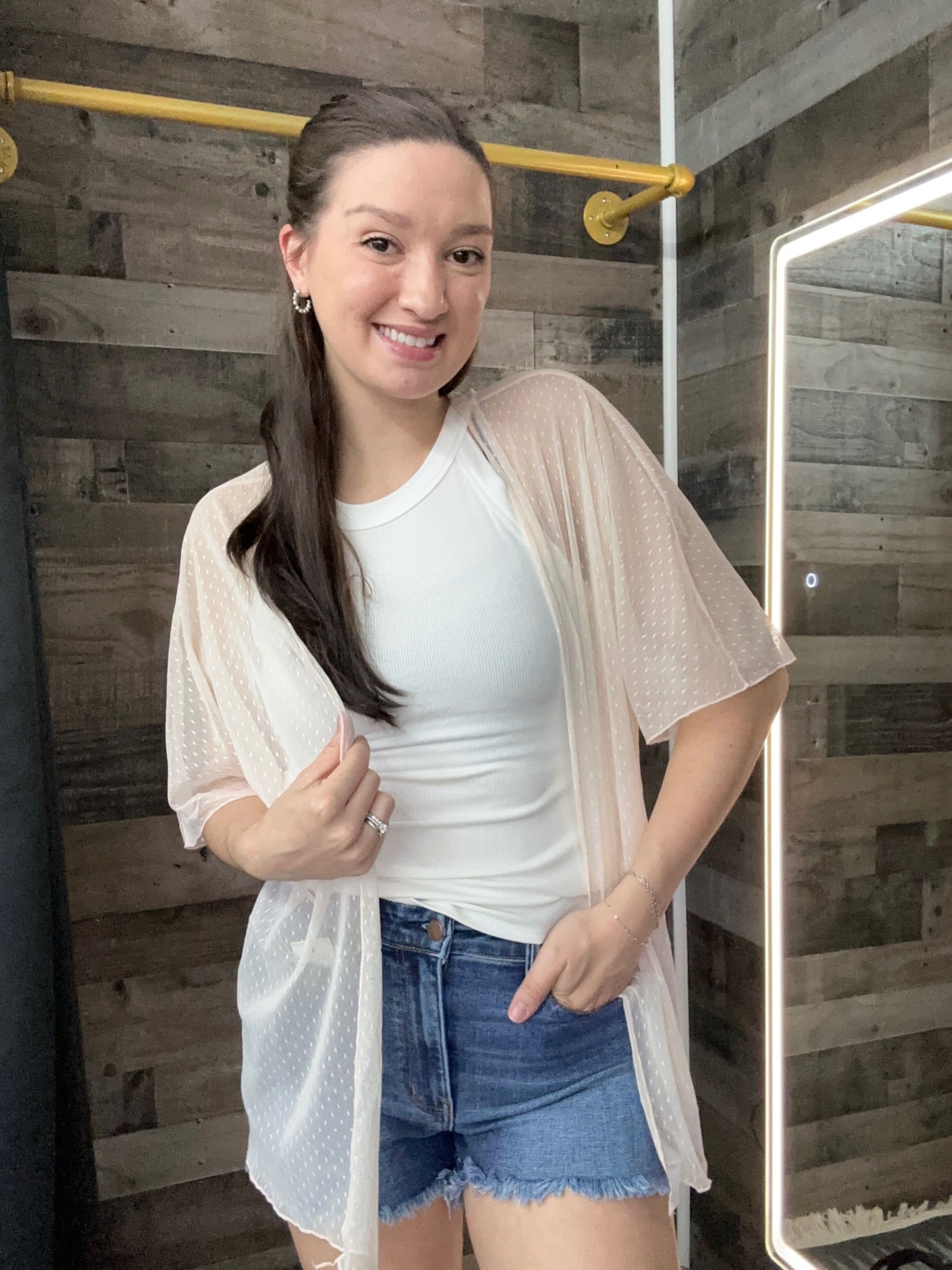 Mesh Swiss dot kimono