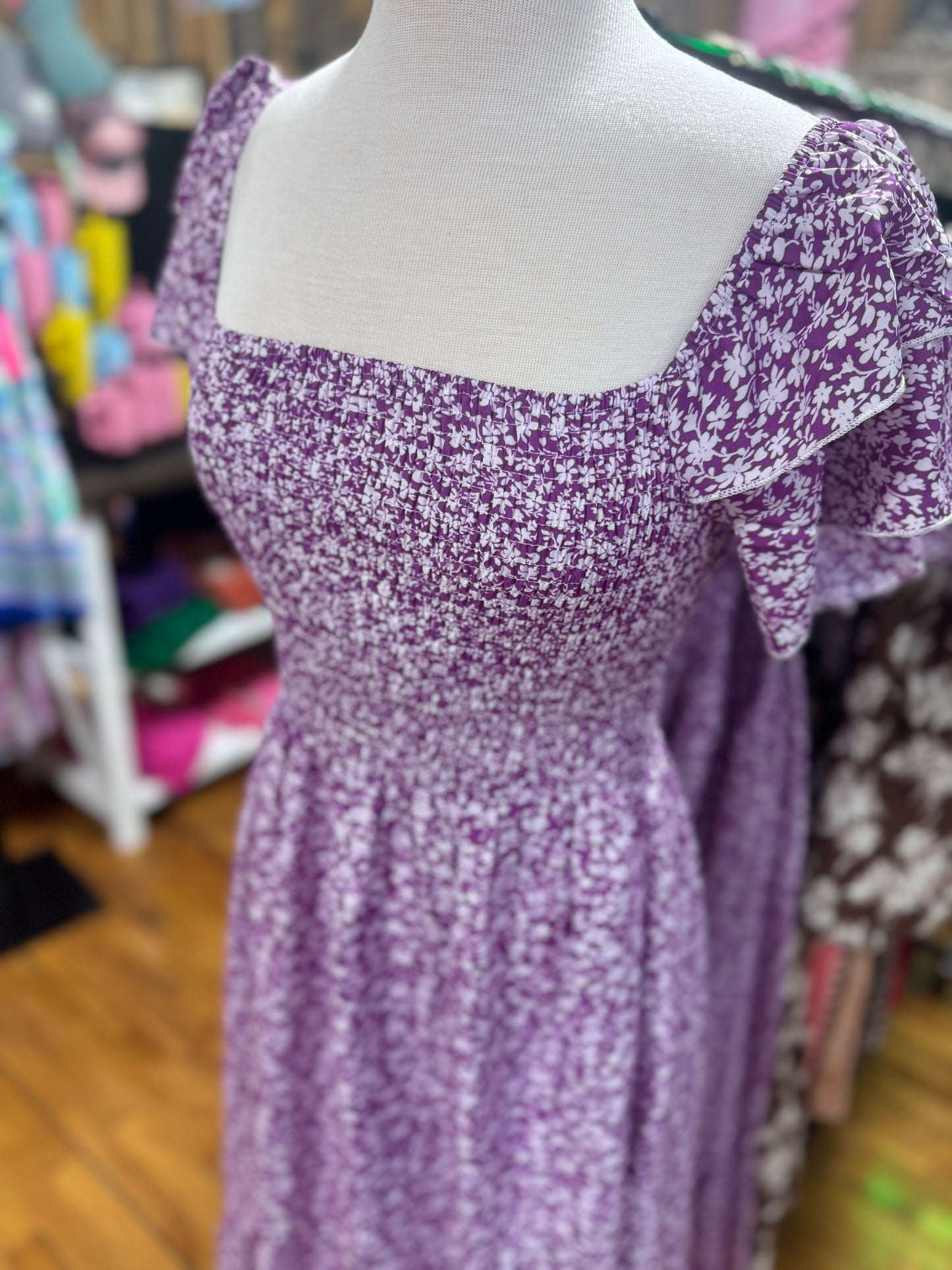 purple floral dress