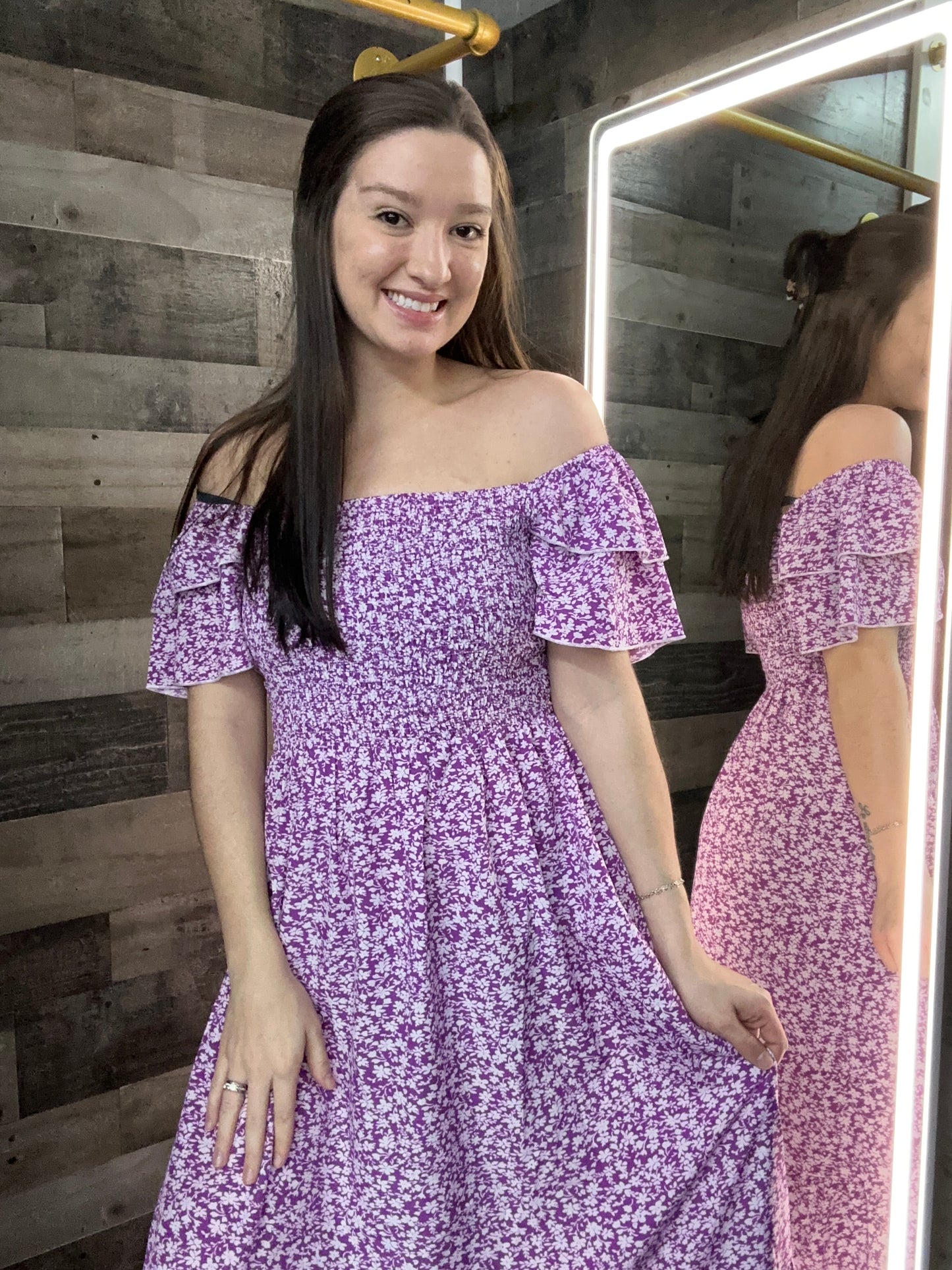 purple floral dress