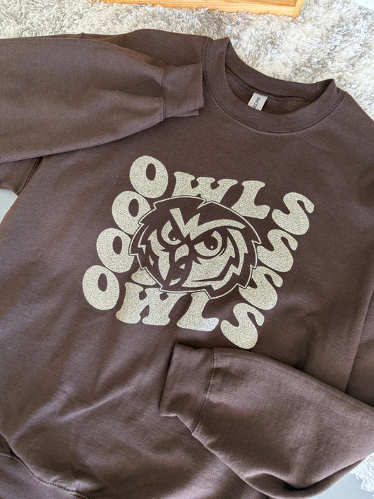 retro glitter owls